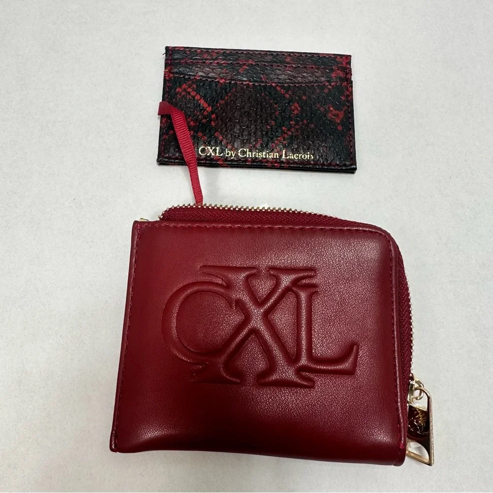 CXL by‎ Christian Lacroix Red Python Smooth Zip Around Wallet New